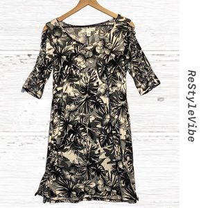 French Laundry Women’s Size S Dress Knit Floral Stretch Half Sleeve Lattice